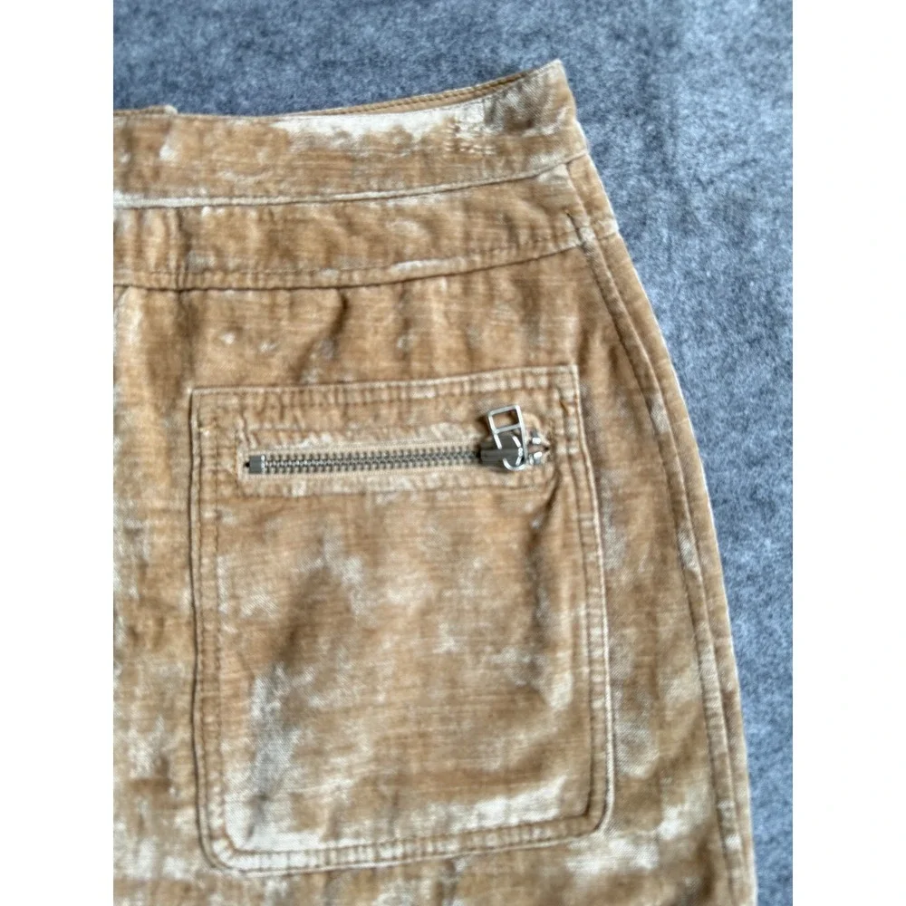 Free People Dust to Dust Crushed Velvet  Sz 4 Mini Skirt Camel Gold